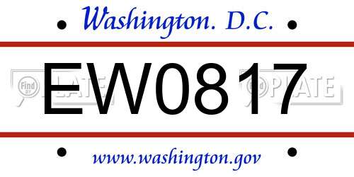 EW0817 District Of Columbia License Plate