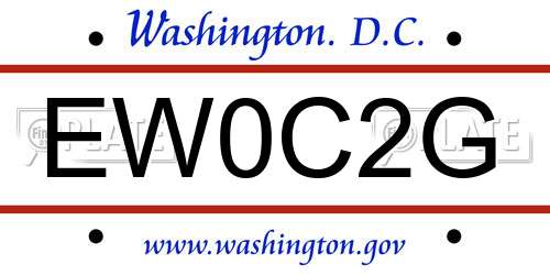 EW0C2G District Of Columbia License Plate