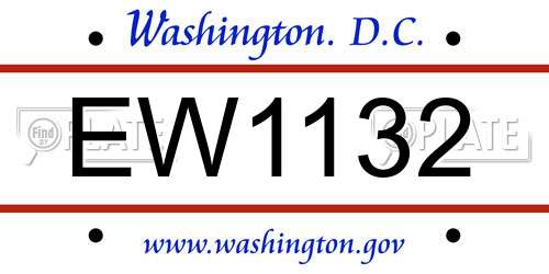 EW1132 District Of Columbia License Plate