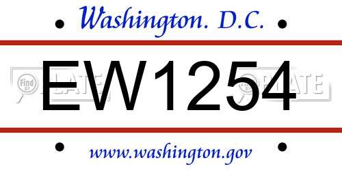 EW1254 District Of Columbia License Plate