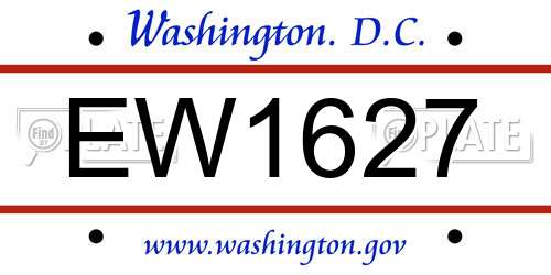 EW1627 District Of Columbia License Plate