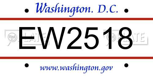 EW2518 District Of Columbia License Plate
