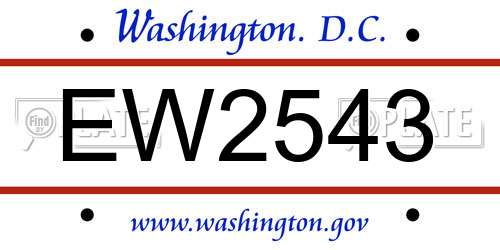 EW2543 District Of Columbia License Plate