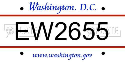 EW2655 District Of Columbia License Plate