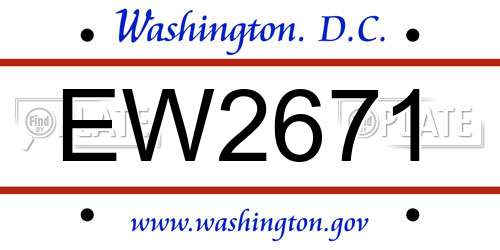 EW2671 District Of Columbia License Plate