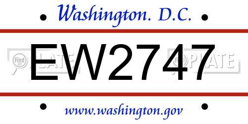 EW2747 District Of Columbia License Plate