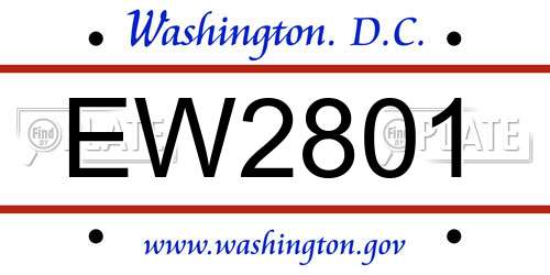 EW2801 District Of Columbia License Plate