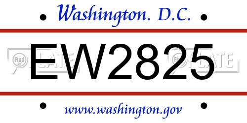 EW2825 District Of Columbia License Plate