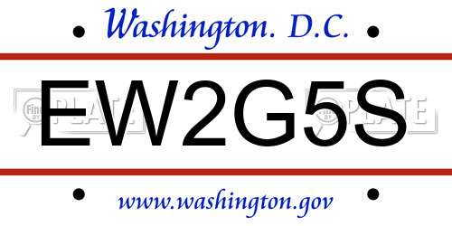 EW2G5S District Of Columbia License Plate
