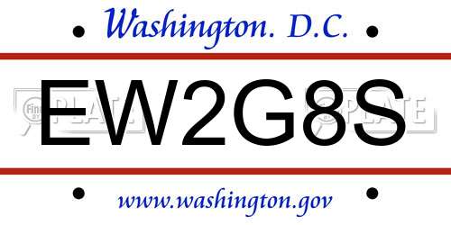 EW2G8S District Of Columbia License Plate