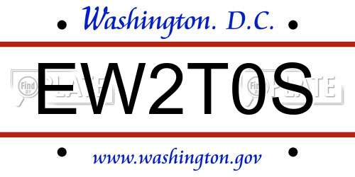 EW2T0S District Of Columbia License Plate