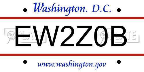 EW2Z0B District Of Columbia License Plate
