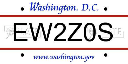 EW2Z0S District Of Columbia License Plate