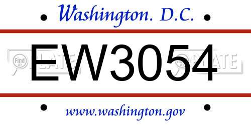EW3054 District Of Columbia License Plate