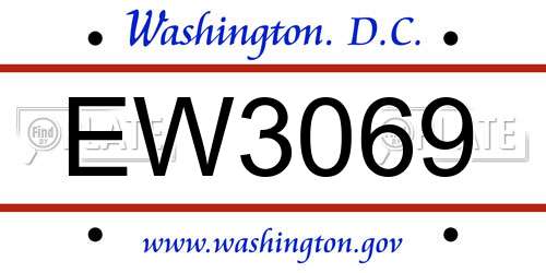 EW3069 District Of Columbia License Plate