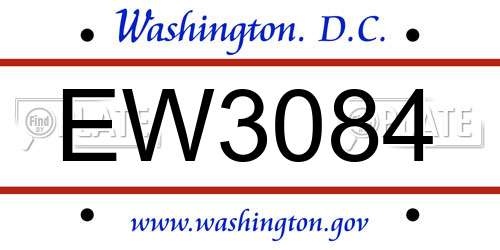 EW3084 District Of Columbia License Plate