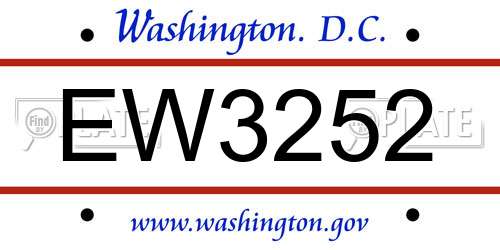 EW3252 District Of Columbia License Plate
