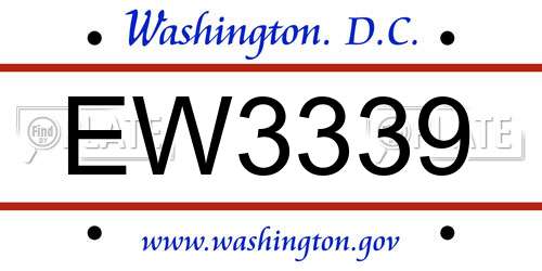 EW3339 District Of Columbia License Plate