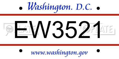 EW3521 District Of Columbia License Plate
