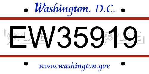 EW35919 District Of Columbia License Plate