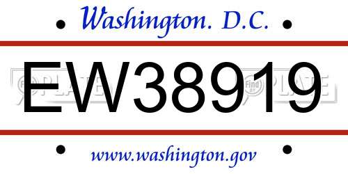EW38919 District Of Columbia License Plate