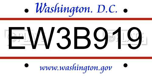 EW3B919 District Of Columbia License Plate