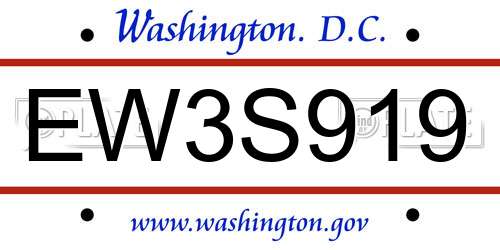 EW3S919 District Of Columbia License Plate