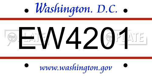 EW4201 District Of Columbia License Plate