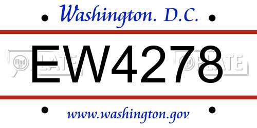 EW4278 District Of Columbia License Plate
