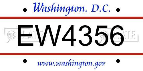 EW4356 District Of Columbia License Plate