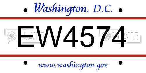 EW4574 District Of Columbia License Plate