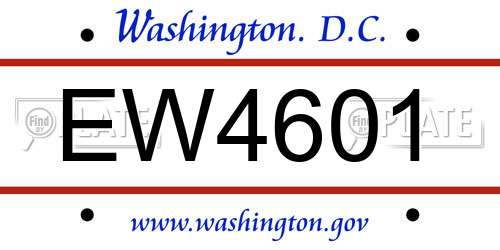 EW4601 District Of Columbia License Plate