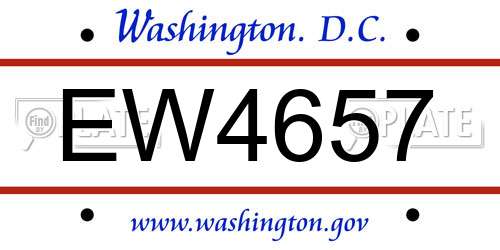 EW4657 District Of Columbia License Plate