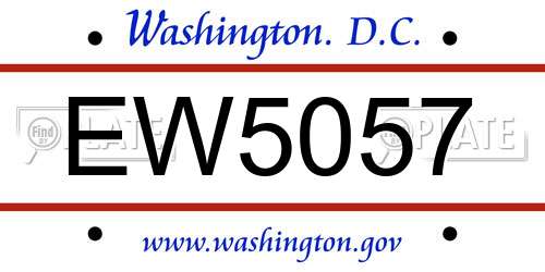 EW5057 District Of Columbia License Plate