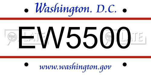 EW5500 District Of Columbia License Plate
