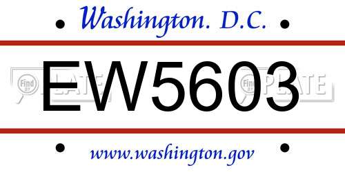 EW5603 District Of Columbia License Plate