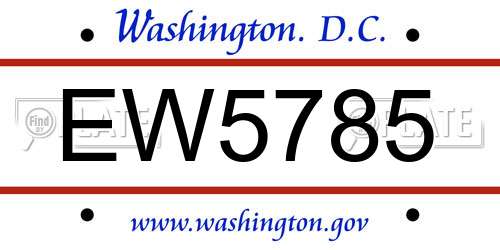 EW5785 District Of Columbia License Plate