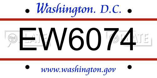 EW6074 District Of Columbia License Plate
