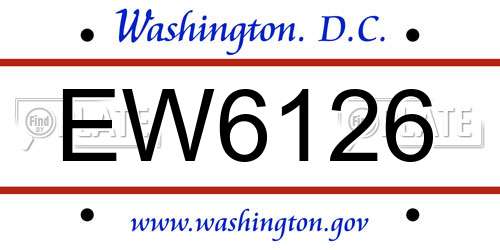 EW6126 District Of Columbia License Plate