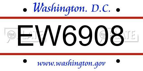 EW6908 District Of Columbia License Plate