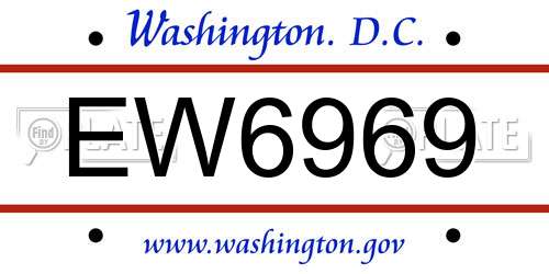 EW6969 District Of Columbia License Plate