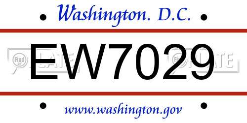 EW7029 District Of Columbia License Plate