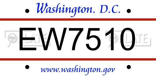 EW7510 District Of Columbia License Plate
