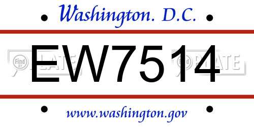 EW7514 District Of Columbia License Plate