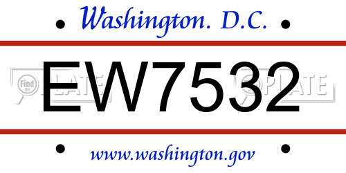 EW7532 District Of Columbia License Plate