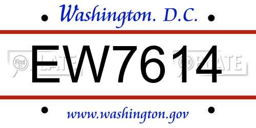 EW7614 District Of Columbia License Plate