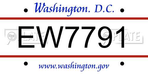 EW7791 District Of Columbia License Plate