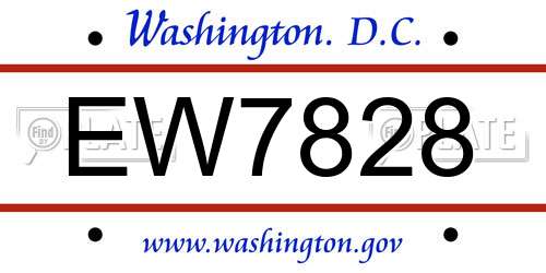 EW7828 District Of Columbia License Plate