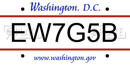 EW7G5B District Of Columbia License Plate