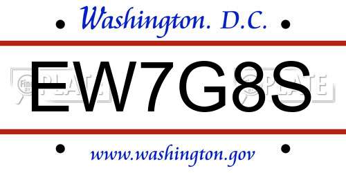 EW7G8S District Of Columbia License Plate